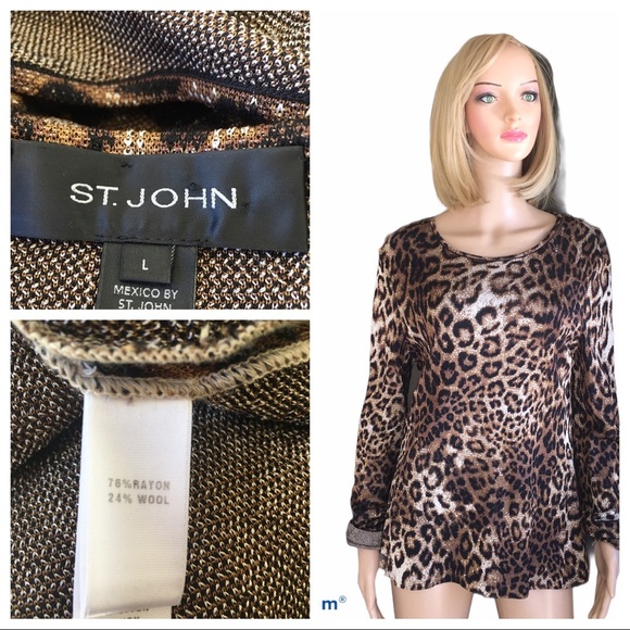 St. John Tops - St. John animal printed sleeved shirt size L
